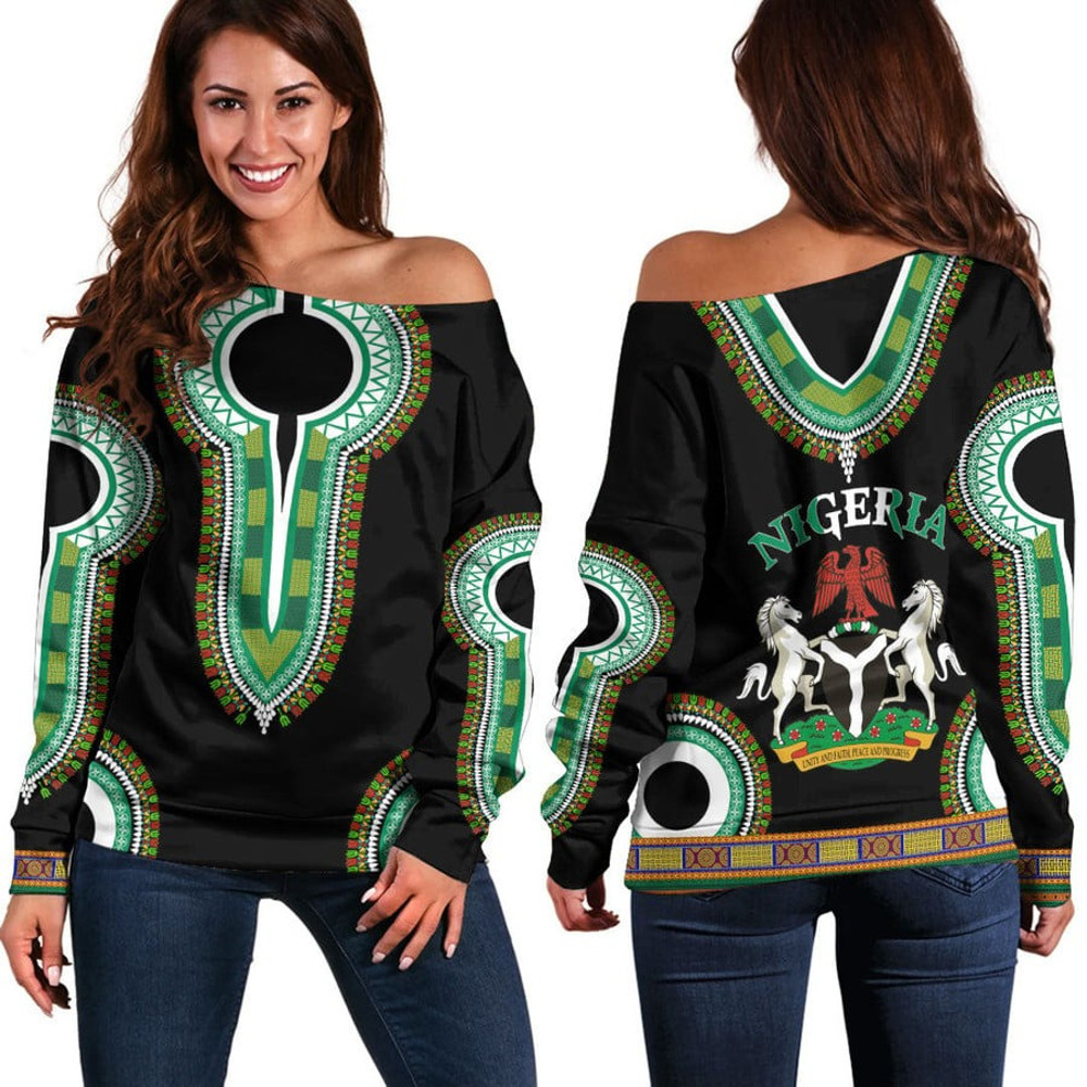 Nigeria Dashiki Off Shoulder Sweaters, African Women Off Shoulder For Women