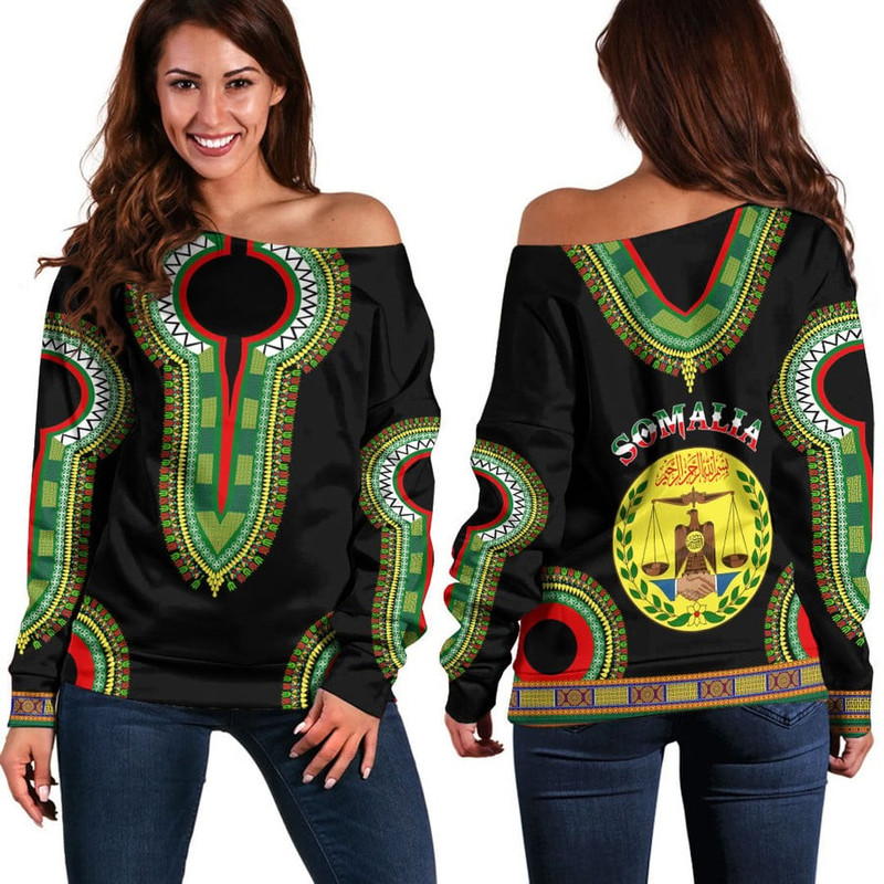 Somalia Dashiki Off Shoulder Sweaters, African Women Off Shoulder For Women