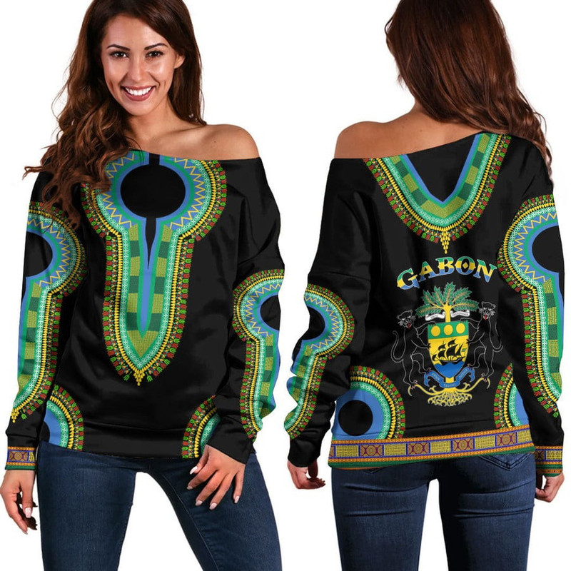 Gabon Dashiki Off Shoulder Sweaters, African Women Off Shoulder For Women