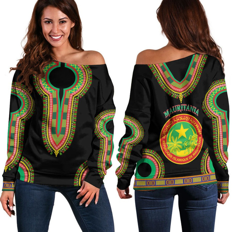 Mauritania Dashiki Off Shoulder Sweaters, African Women Off Shoulder For Women