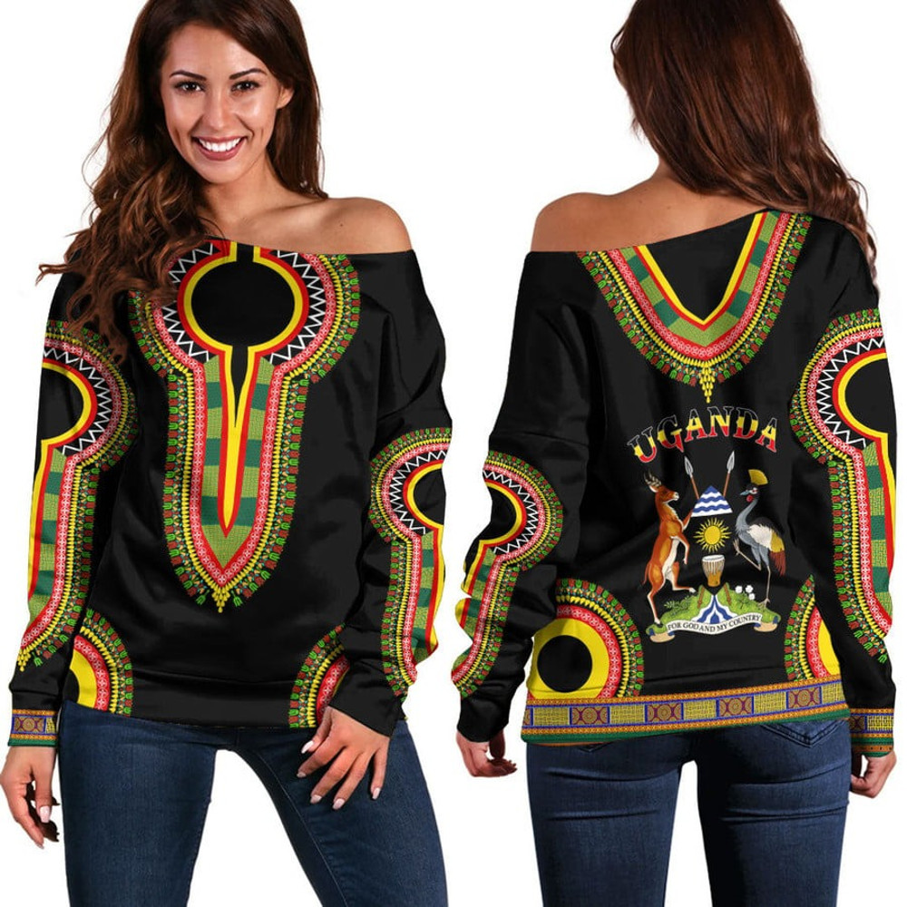 Uganda Dashiki Off Shoulder Sweaters, African Women Off Shoulder For Women