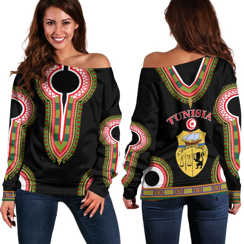 Tunisia Dashiki Off Shoulder Sweaters, African Women Off Shoulder For Women