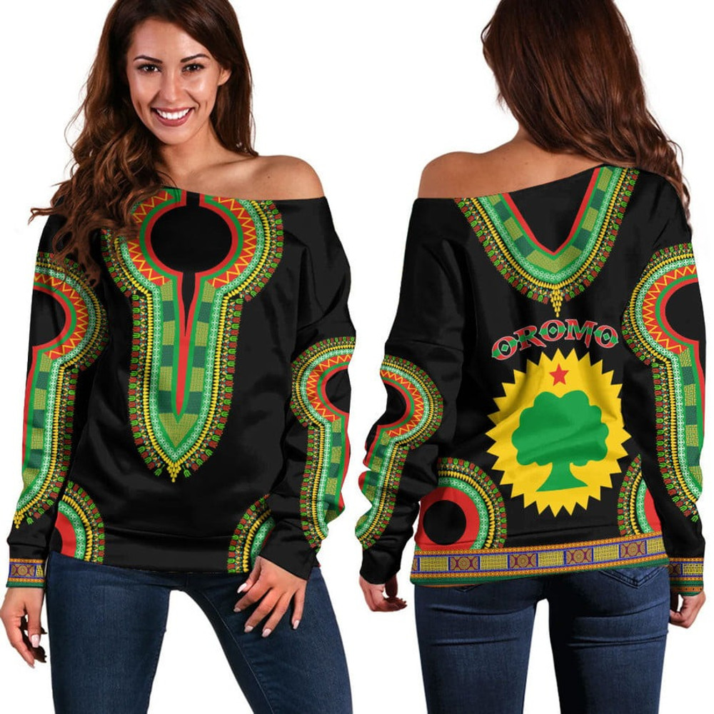 Oromo Dashiki Off Shoulder Sweaters, African Women Off Shoulder For Women