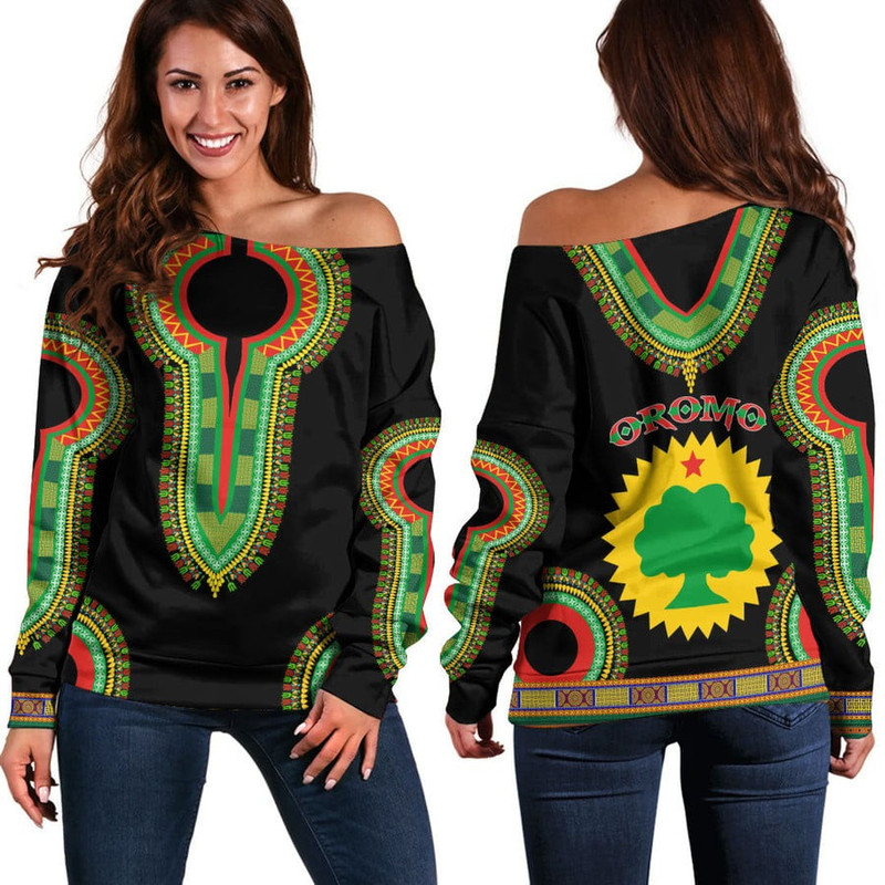 Oromo Dashiki Off Shoulder Sweaters, African Women Off Shoulder For Women