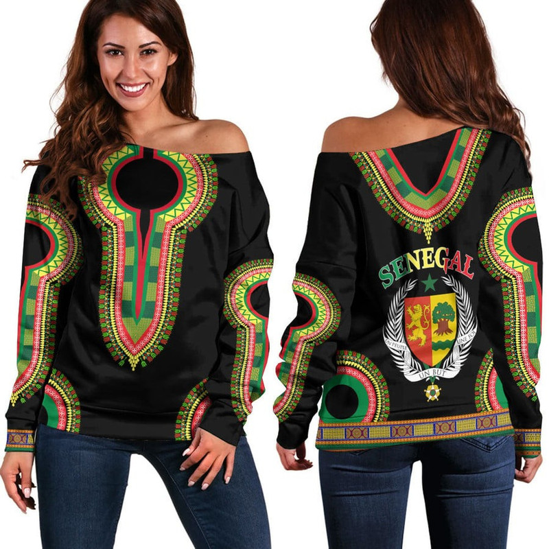 Senegal Dashiki Off Shoulder Sweaters, African Women Off Shoulder For Women
