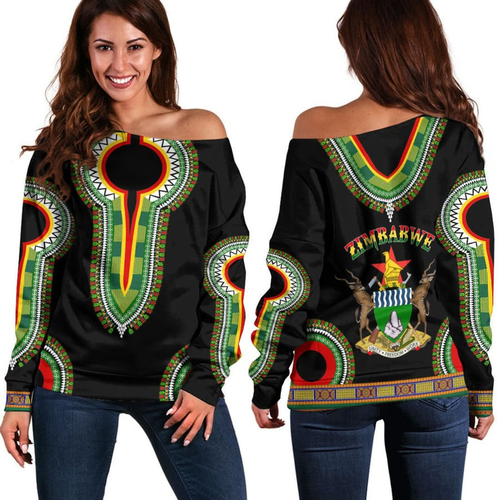 Zimbabwe Dashiki Off Shoulder Sweaters, African Women Off Shoulder For Women
