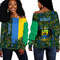 Gabon Kente Pattern Off Shoulder Sweater, African Women Off Shoulder For Women