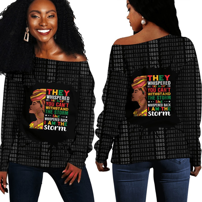 Juneteenth Black Woman Off Shoulder Sweaters, African Women Off Shoulder For Women