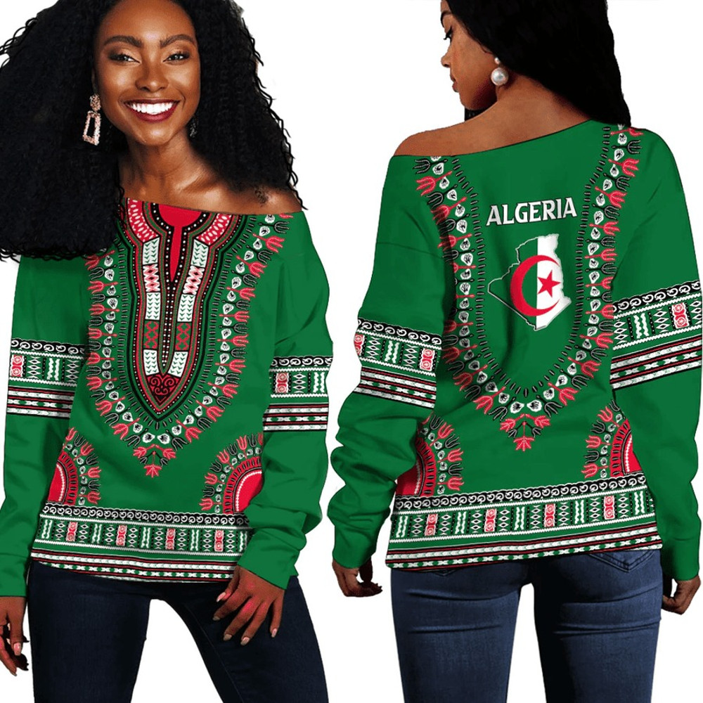 Africa Zone Off Shoulder Sweaters - Algeria Traditional Dashiki, African Women Off Shoulder For Women