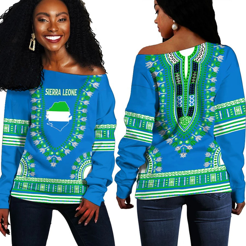 Africa Zone Off Shoulder Sweaters - Sierra Leone Traditional Dashiki, African Women Off Shoulder For Women