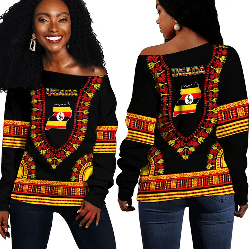 Africa Zone Off Shoulder Sweaters - Uganda Traditional Dashiki, African Women Off Shoulder For Women