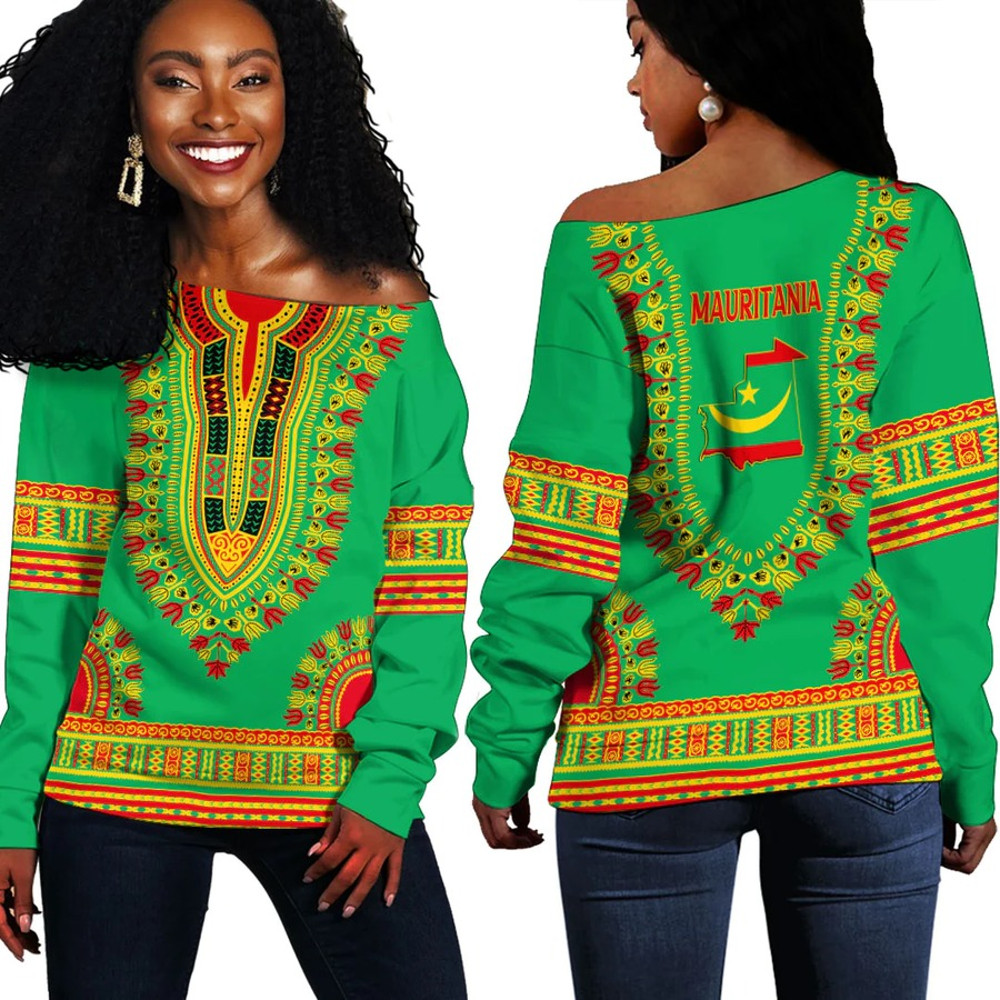 Africa Zone Off Shoulder Sweaters - Mauritania Traditional Dashiki, African Women Off Shoulder For Women