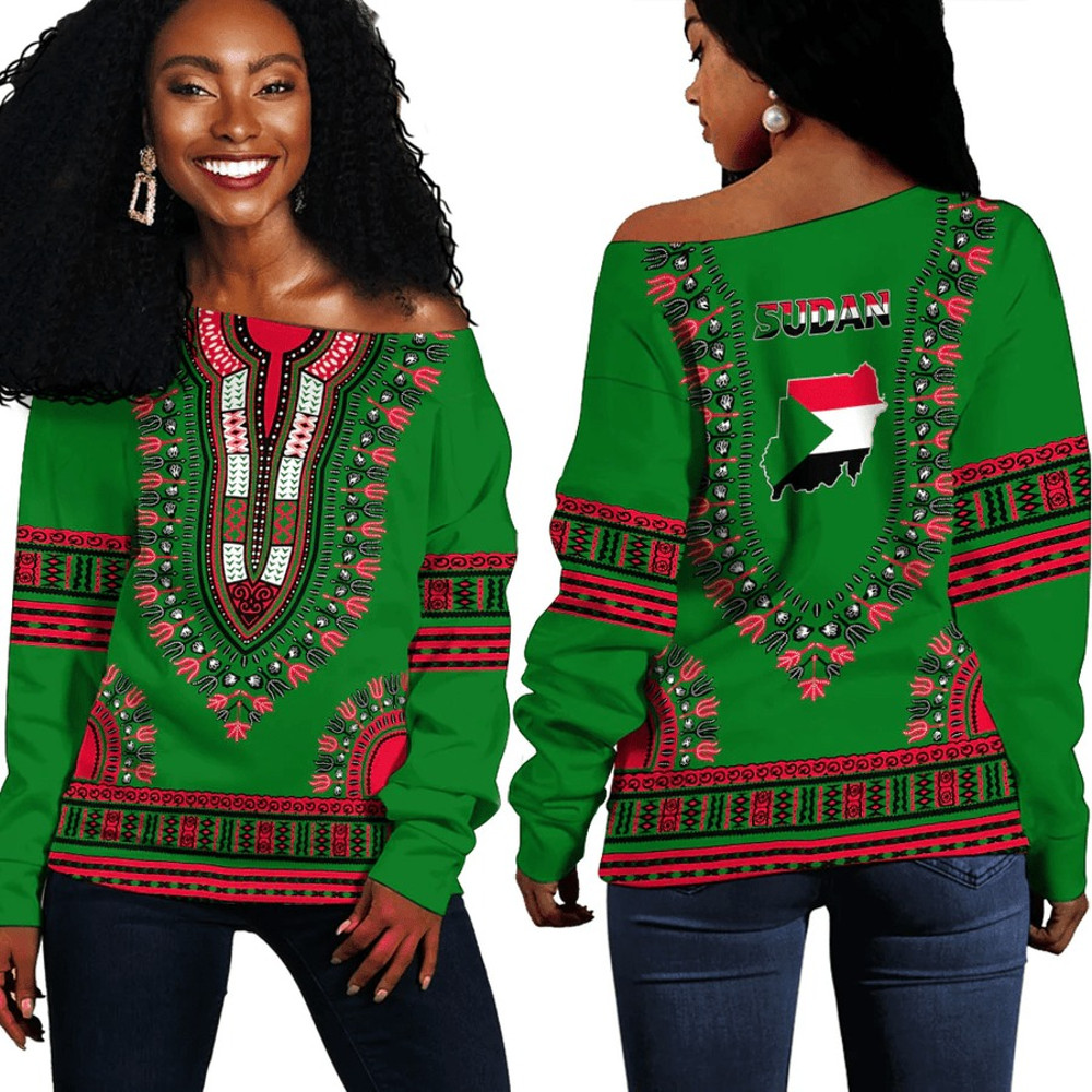 Africa Zone Off Shoulder Sweaters - Sudan S Traditional Dashiki, African Women Off Shoulder For Women