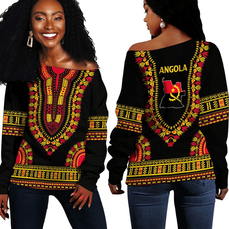 Africa Zone Off Shoulder Sweaters - Angola Traditional Dashiki, African Women Off Shoulder For Women