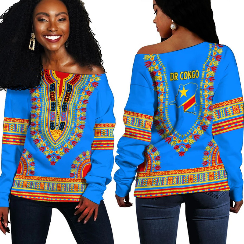 Africa Zone Off Shoulder Sweaters - Dr Congo Traditional Dashiki, African Women Off Shoulder For Women