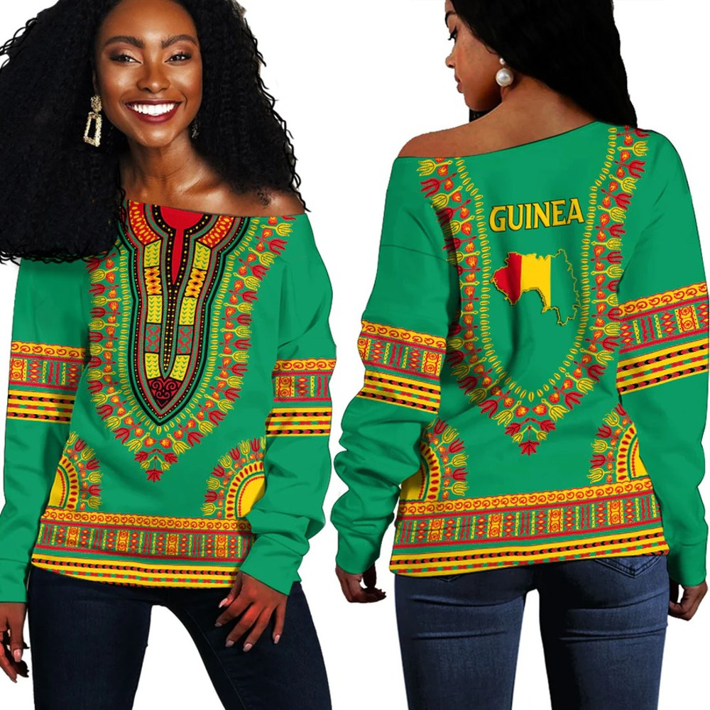Africa Zone Off Shoulder Sweaters - Guinea Traditional Dashiki, African Women Off Shoulder For Women