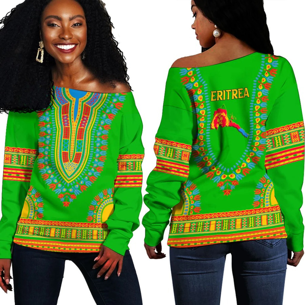 Africa Zone Off Shoulder Sweaters - Eritrea Traditional Dashiki, African Women Off Shoulder For Women