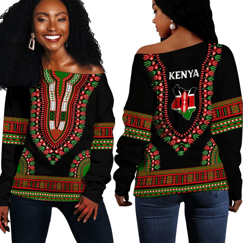 Africa Zone Off Shoulder Sweaters - Kenya Traditional Dashiki, African Women Off Shoulder For Women