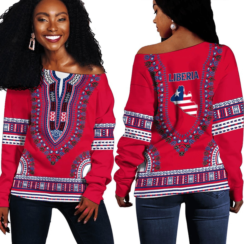 Africa Zone Off Shoulder Sweaters - Liberia Traditional Dashiki, African Women Off Shoulder For Women