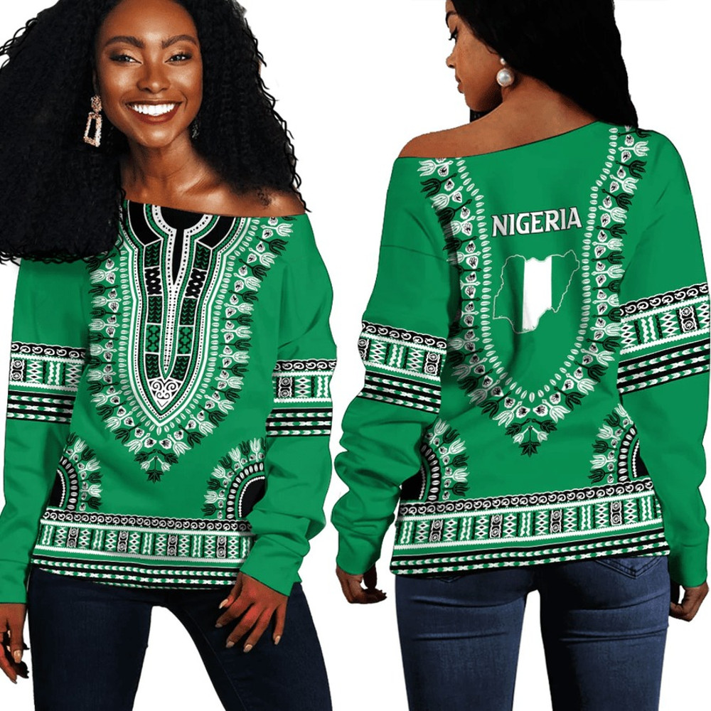 Africa Zone Off Shoulder Sweaters - Nigeria Traditional Dashiki, African Women Off Shoulder For Women