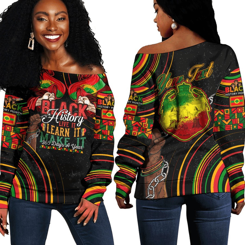 Oromo Women's Off Shoulder Sweatshirt Black History Live it Learn it Make it, African Women Off Shoulder For Women