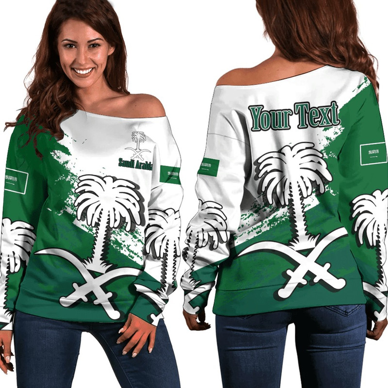 Saudi Arabia White Version Special Women's Off Shoulder SweatShirt, African Women Off Shoulder For Women