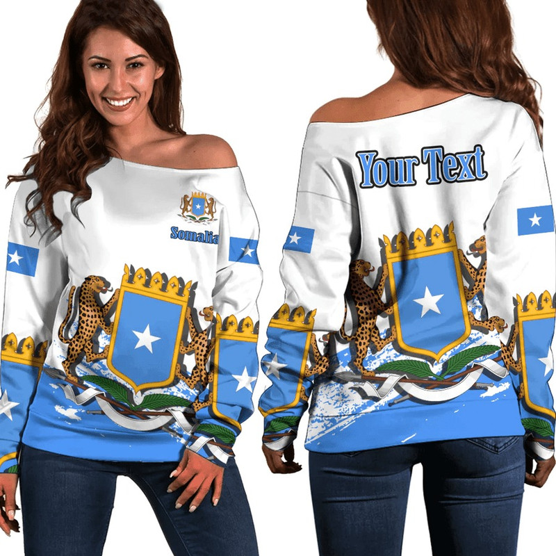 Somalia White Version Special Women's Off Shoulder SweatShirt, African Women Off Shoulder For Women