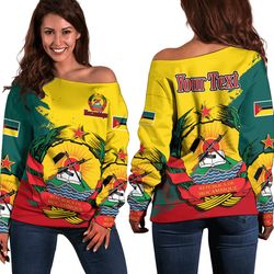 mozambique yellow version special women's off shoulder sweatshirt, african women off shoulder for women