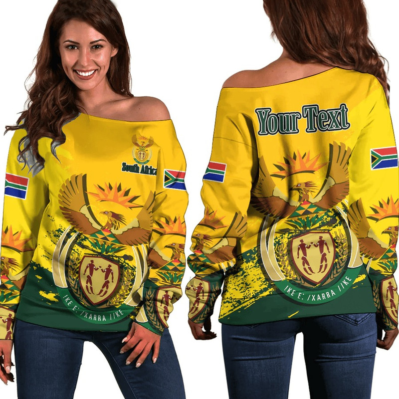 South Africa Yellow Version Special Women's Off Shoulder SweatShirt, African Women Off Shoulder For Women