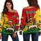 Ethiopia Red Version Special Women's Off Shoulder SweatShirt, African Women Off Shoulder For Women