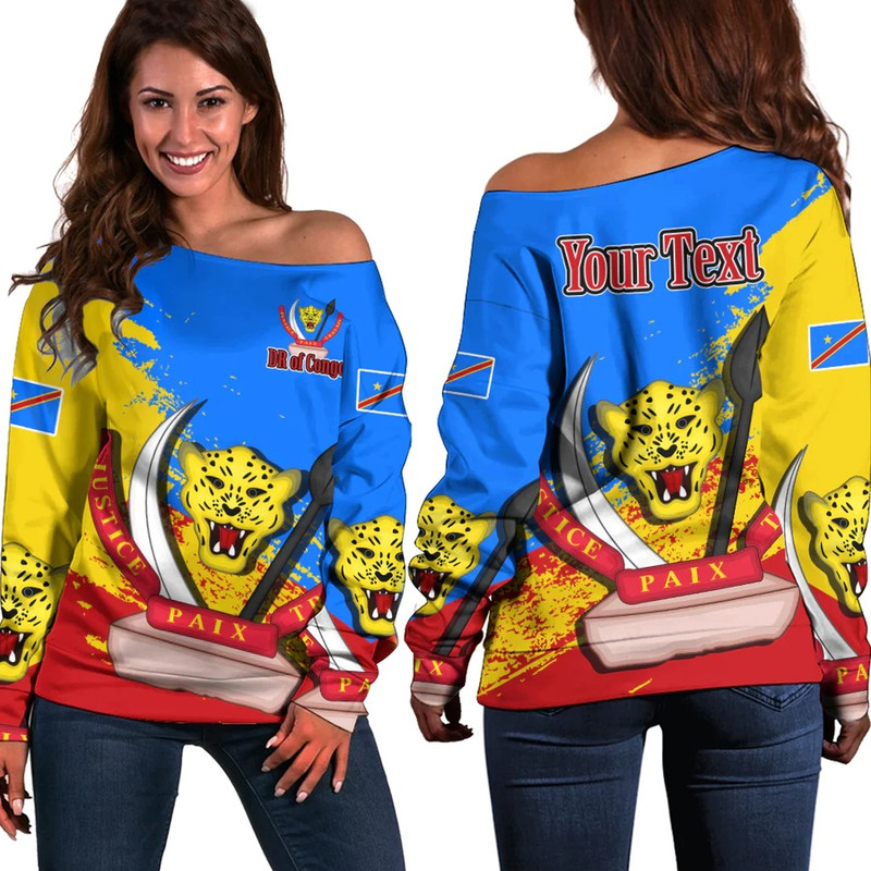 Democratic Republic Of The Congo Special Women's Off Shoulder SweatShirt, African Women Off Shoulder For Women