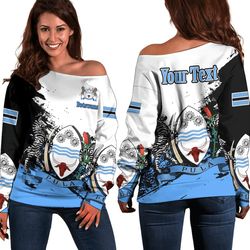botswana white version special women's off shoulder sweatshirt, african women off shoulder for women