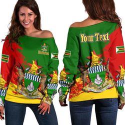 zimbabwe green version special women's off shoulder sweatshirt, african women off shoulder for women