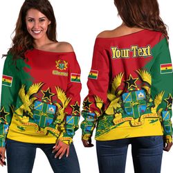 ghana red version special women's off shoulder sweatshirt, african women off shoulder for women
