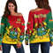Ghana Red Version Special Women's Off Shoulder SweatShirt 01, African Women Off Shoulder For Women