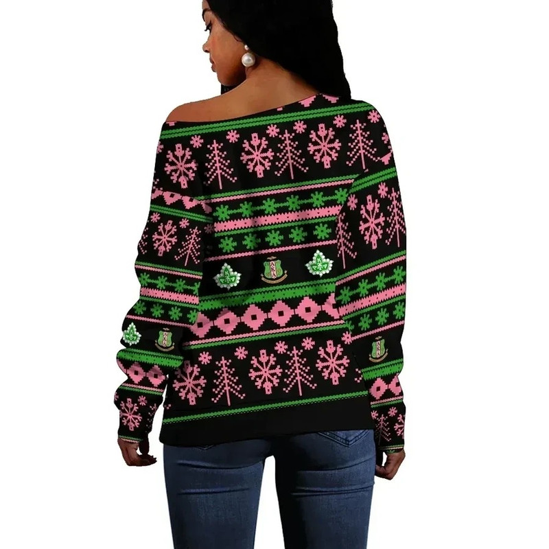 AKA Sorority Christmas Splatters Offshoulder, African Women Off Shoulder For Women