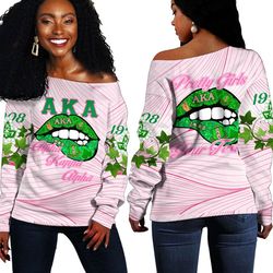 (Custom) AKA Sorority Lips Off Shoulder Sweaters, African Women Off Shoulder For Women