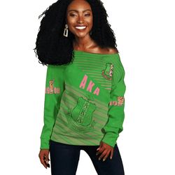 AKA Sorority Off Shoulder Sweater - Cora Style, African Women Off Shoulder For Women
