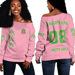 AKA Sorority (Pink) Off Shoulder Sweaters, African Women Off Shoulder For Women