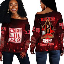 Straight Outta Delta Sigma Theta Off Shoulder Sweaters 01, African Women Off Shoulder For Women