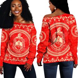 Delta Sigma Theta Floral Pattern Off Shoulder Sweaters 02, African Women Off Shoulder For Women