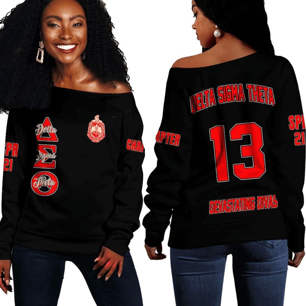 Delta Sigma Theta Off Shoulder Sweaters 03, African Women Off Shoulder For Women