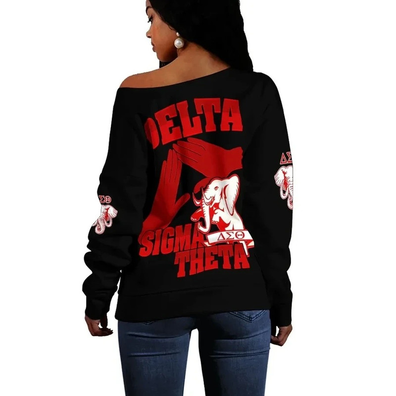 Delta Sigma Theta Letters Women Off Shoulder Sweatshirt 02, African Women Off Shoulder For Women