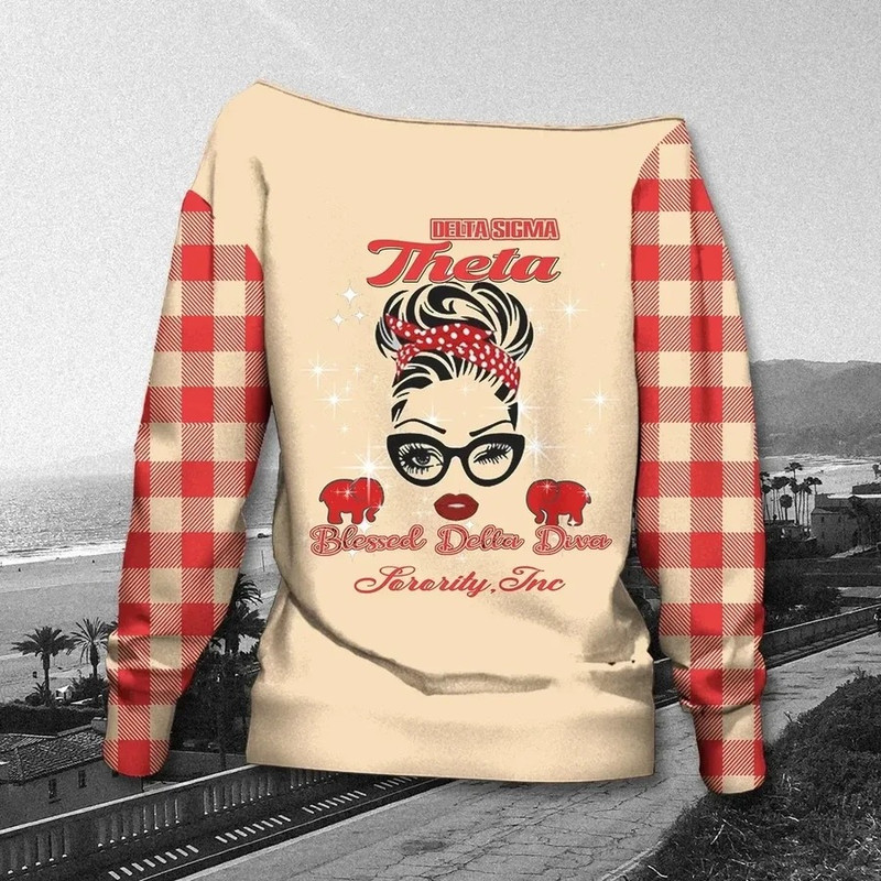 Blessed Delta Sigma Theta Diva Women Off Shoulder 03, African Women Off Shoulder For Women