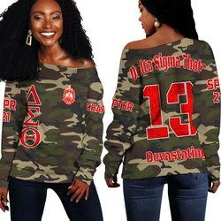 Delta Sigma Theta Camouflage Off Shoulder Sweaters 06, African Women Off Shoulder For Women