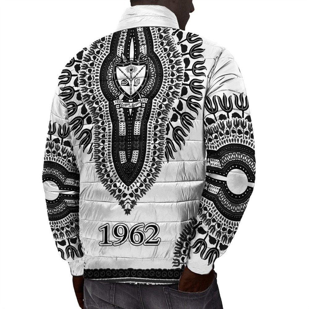 Groove Phi Groove Dashiki (White) Padded Jackets, African Padded Jacket For Men Women