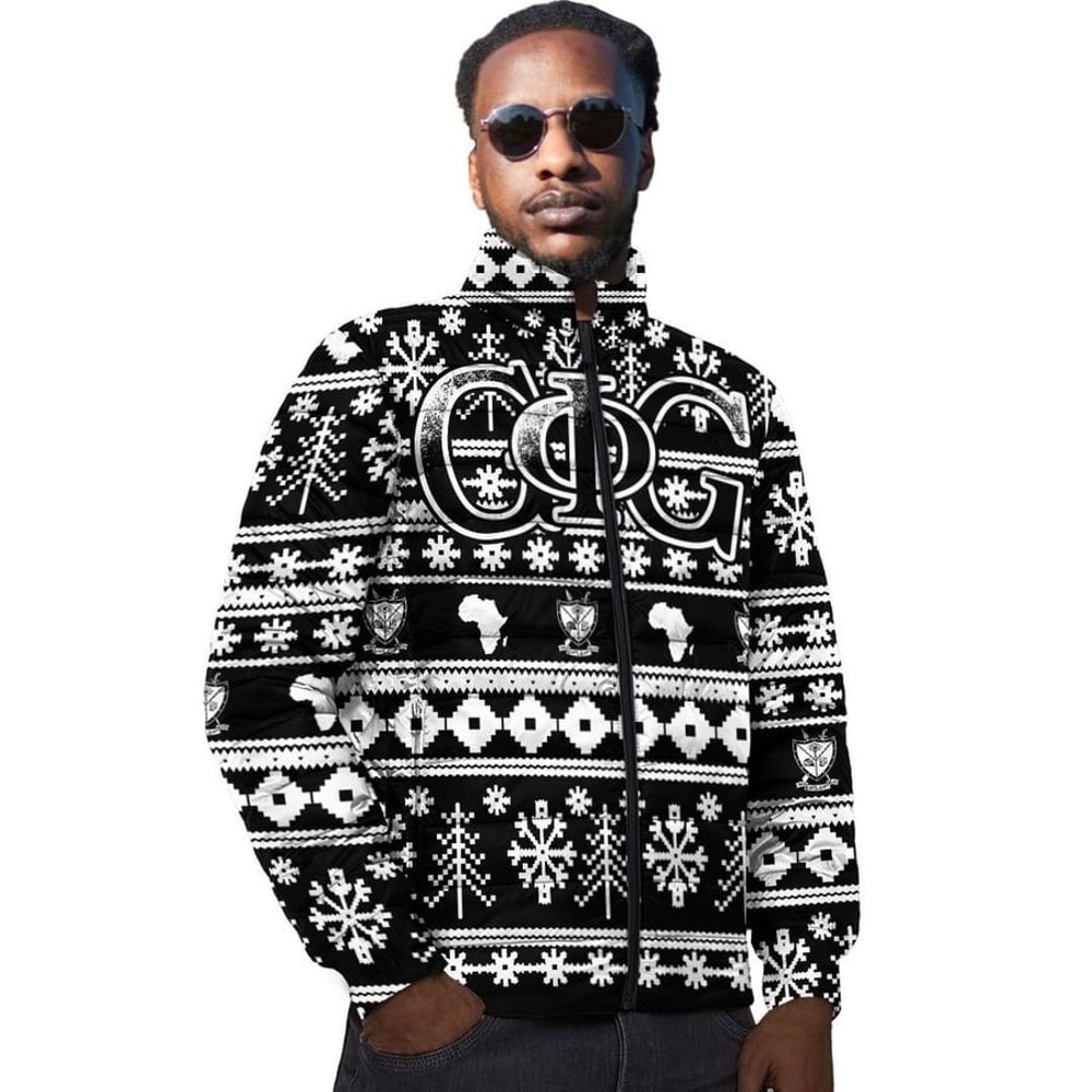 Groove Phi Groove Letter Christmas Padded Jackets, African Padded Jacket For Men Women