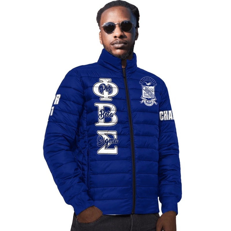 Custom Phi Beta Sigma (Blue) Padded Jackets, African Padded Jacket For Men Women