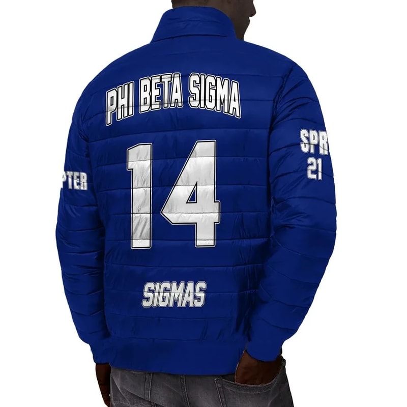 Custom Phi Beta Sigma (Blue) Padded Jackets, African Padded Jacket For Men Women