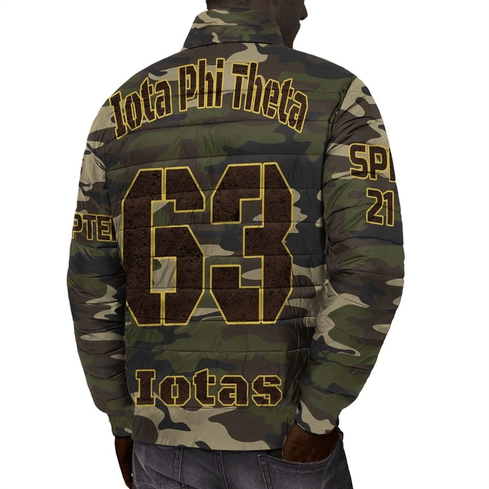 Custom Iota Phi Theta Camouflage Padded Jackets, African Padded Jacket For Men Women